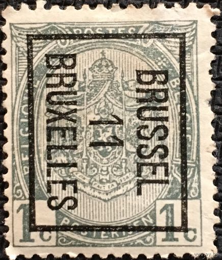 ЦІКАВІЦЬ АБМЕН! 1893, герб Бельгіі надгаш Брусэль 11, 1 цэнт, негаш з клеем