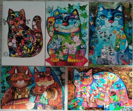Цветочные коты. 5 шт. О.Зайка. Россия. 2015 г.