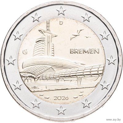 2 евро 2026 Германия Бремен  A G F D J UNC из ролла на выбор