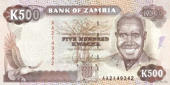 Замбия 500 квача образца 1991 года UNC p35