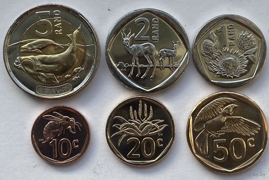 ЮАР 10, 20, 50 центов, 1, 2, 5 ранд 2023 - 2024 гг. Набор 6 шт.