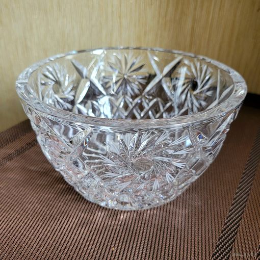 Ваза для сервировки, хрусталь, алмазная грань.