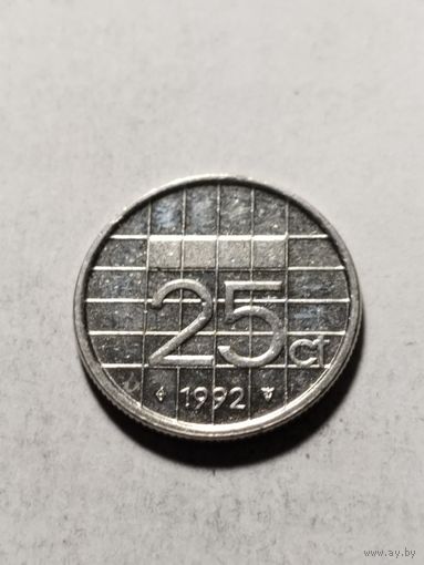 Нидерланды 25 центов 1992