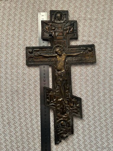Крест киотный,большой размер 38 см,медное литьё