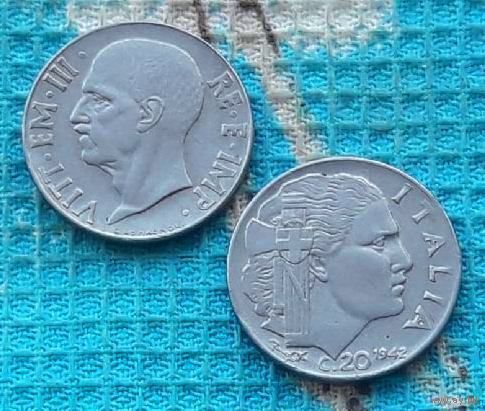Италия 20 центов 1942 года. Фашистская Италия. II Мировая война. Новогодняя распродажа!