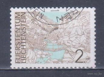 [1206] Лихтенштейн 1973. Ландшафт. Высокий номинал.Концовка серии.Гашеная марка.