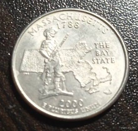 США. квотер. 2000. штат Массачусетс. двор P