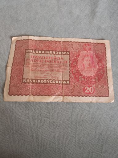 Банкнота. Польша. 20 польских марок 1919 год