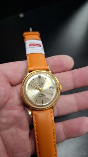 С 1 рубля! Часы Poljot de luxe 29 Полет делюкс 29 камней костюмник тонкие. Au 20. Идут. Через разное время становятся. Без репассажа. Обслуживание не завредит. Ремень за отдельную плату если нужен.