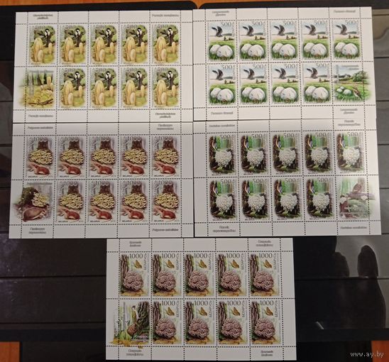 Марки Беларуси 2010 года Красная книга Республики Беларусь, Грибы КМ 854 - 858, каталог 22 евро