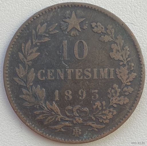 Италия 10 чентезимо 1893 г.