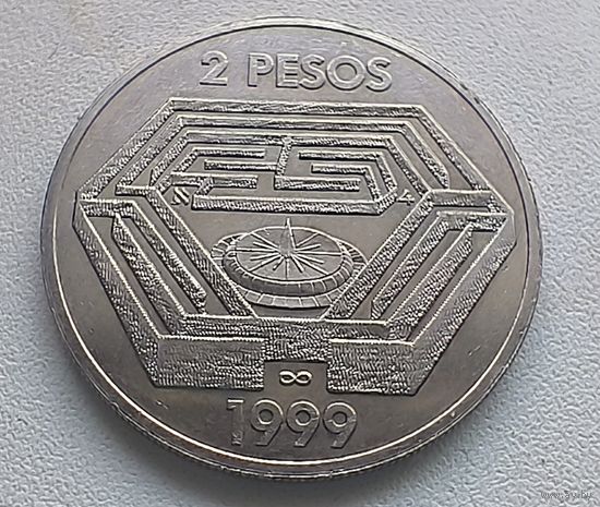 Аргентина 2 песо, 1999 100 лет со дня рождения Хорхе Луиса Борхеса   7-3-19