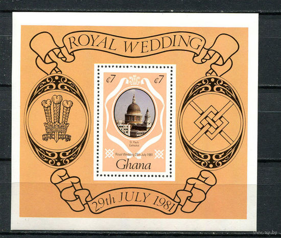 Гана - 1981 - Свадьба принца Чарльза и Дианы Спенсер - [Mi. bl. 90] - 1 блок. MNH.  (LOT EH39)-T10P26