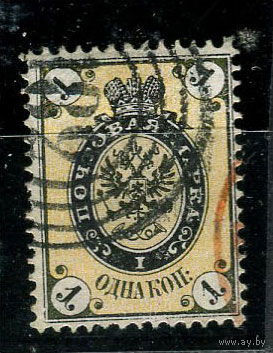 Российская империя - 1865 - Герб 1 к. (перф. 14 1/2: 15) - (гашение 182 - Люблин) - [Mi.12] - 1 марка. Гашеная.  (LOT AE19)