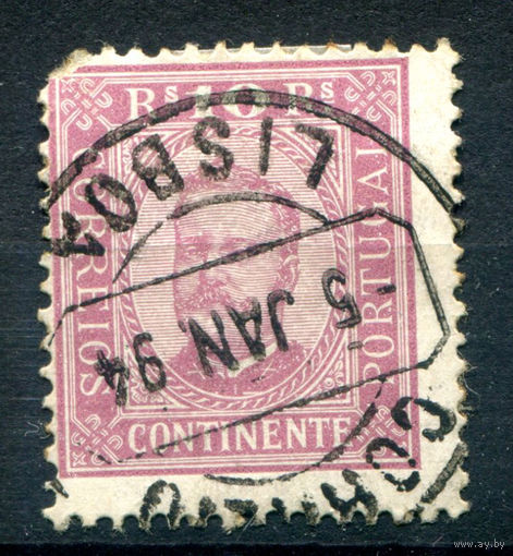 Португалия (Королевство) - 1892/94г. - Король Карлуш I, перфорация 12 1/2, 10 R - 1 марка - гашёная [Mi 66]. #1-Po-9-A-1