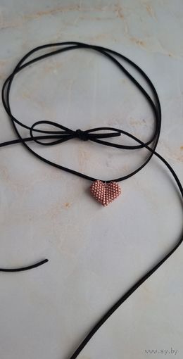 Чокер сердечко на завязках