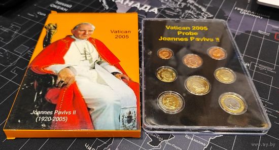 Ватикан, набор пробных евро монет 2005 г, в буклете, UNC