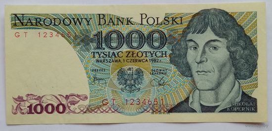 Польша 1000 Злотых 1982 Серия -GT-, XF, 413