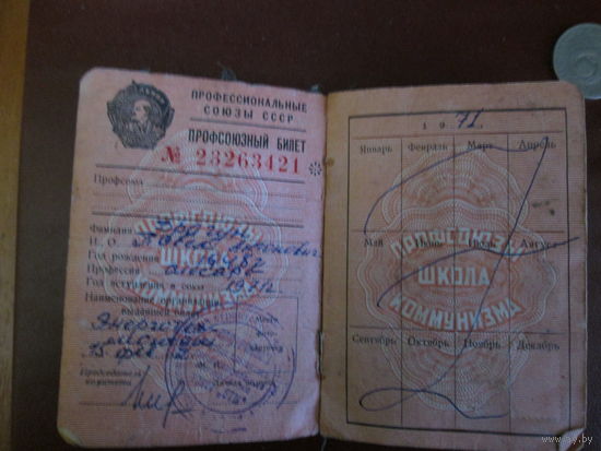 Документ.Профсоюзный билет.