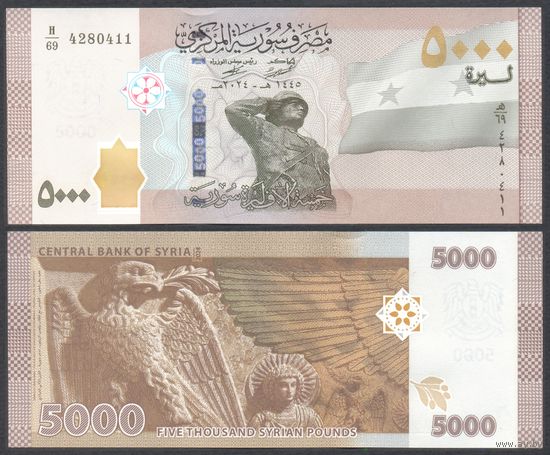 Сирия, 5000 фунтов 2024 г. P118d. UNC