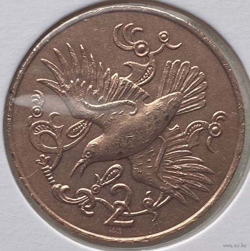 Остров Мэн 2 пенса 1980 г. В холдере