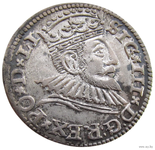 Речь Посполитая: Литва и Польша, трояк/ 3 гроша (м.д. Рига) 1592 г., 3 Grossus (Riga) - 15 9Z, состояние AUnc, Жигимонт III