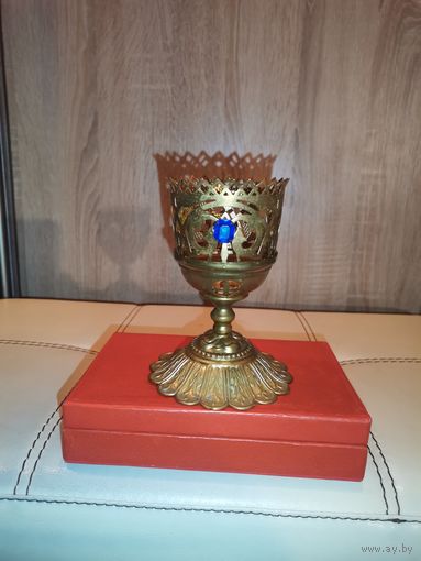 Лампада настольная, латунь, высота 12 см., клеймо.