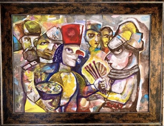 Акулов В.И. "Перемирие", 2019г. Акрил, дерево. Размер 81,5х82,5 см.