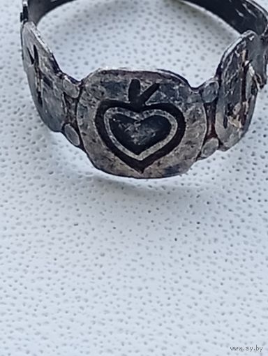 Старинное,серебреное,редкое, колечко 18-19 век, "вера надежда любовь"