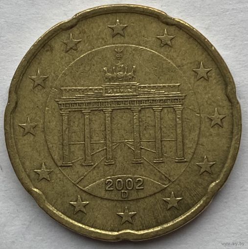 Германия 20 евроцентов 2002 г. D, J. Цена за 1 шт.