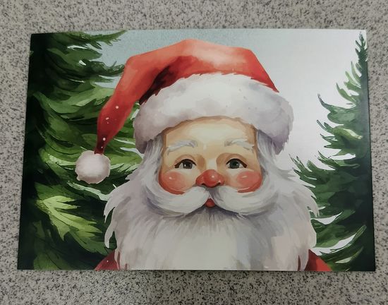 Открытка Дед Мороз - красный нос. Крупный план чистая