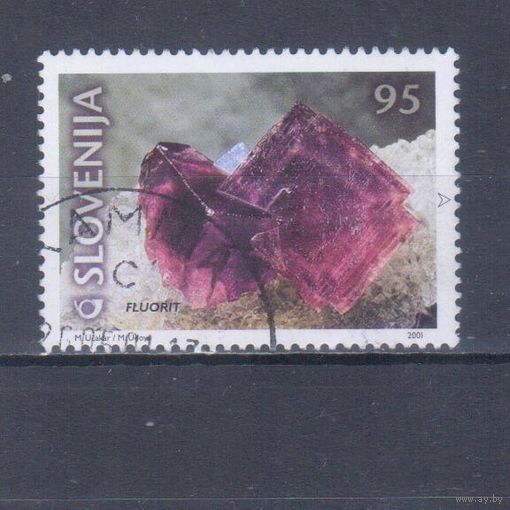 [778] Словения 2001. Геология.Минералы.Флюорит. Гашеная марка.