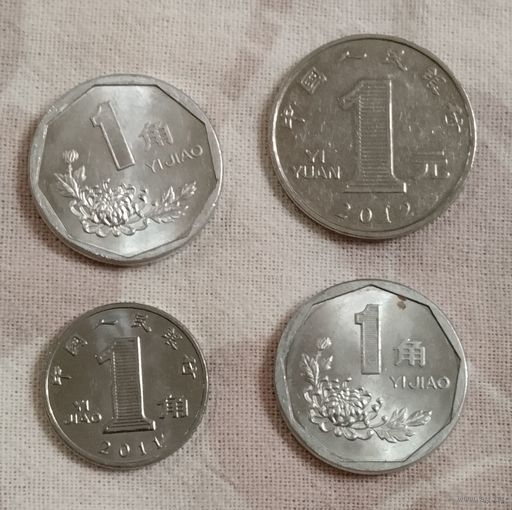 Лот монет Китай. 4 штуки