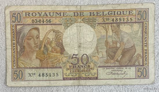 Банкнота. Бельгия. 50 франков 1956 год.