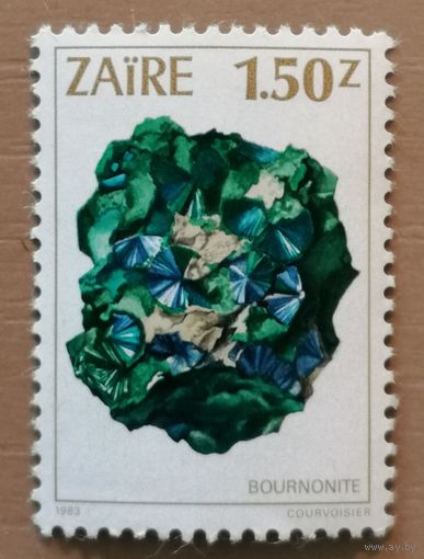 Марка Заир, Конго, серия - минералы, бурнонит, 1983 г
