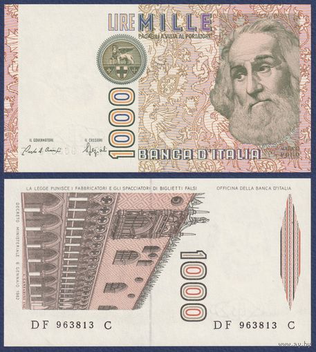 Италия, 1000 лир 1982 г., P-109b (DF, купец и путешественник Марко Поло), UNC