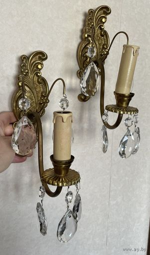 Пара бронзовых настенных светильников. Европа