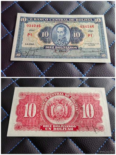 Распродажа с 1 рубля!!! Боливия 10 боливиано. 1928 г. (P-130) UNC