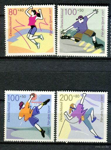 Германия - 1997г. - Спорт - полная серия, MNH, 1 марка с отпечатком на клее, 1 с лёгким неполным сгибом [Mi 1898-1901] - 4 марки