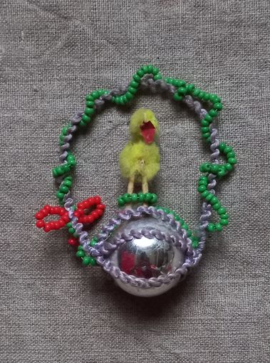 Цыплёнок ёлочная игрушка синелька