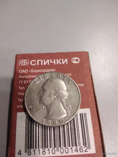 США 25 центов (квотер) 1980 г. D