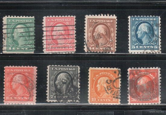 США-1914, (Скотт.424-439), гаш. , Стандарт, Президенты,Вашингтон, Франклин, перф. 10
