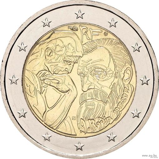 2 евро 2017 Франция Роден UNC из ролла