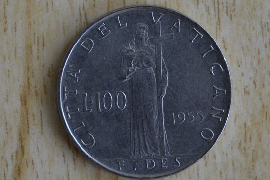 Ватикан 100 лир 1955 с 1 руб