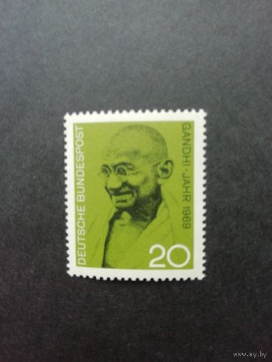 ФРГ 1969 Марка "150 лет со дня рождения Махатмы Ганди" (чистая**) Мi.608 каталог 0.40 евро