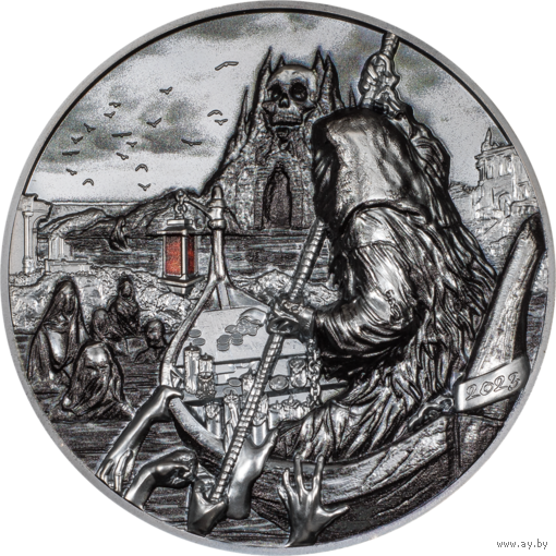 Палау 20 долларов 2023г. "Паромщик мертвецов – Харон". Black Proof. Монета в капсуле; подарочной рамке - футляре; сертификат; коробка. СЕРЕБРО 93,30гр.(3 oz).