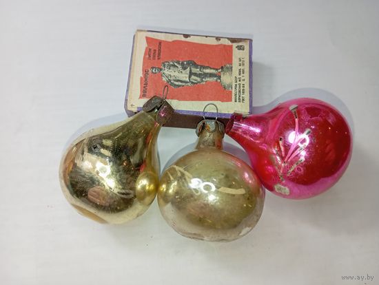 Игрушка на ёлку , Шарики , винтаж , стекло , СССР . С рубля