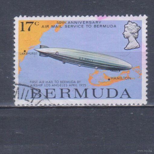[1657] Бермуды 1975. Авиация.Дирижабль. Гашеная марка.