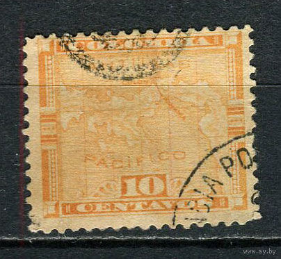 Панама в составе Колумбии - 1892/1896 - Карта 10С - (есть тонкое место) - [Mi.15] - 1 марка. Гашеная.  (Лот 78FQ)-T25P11