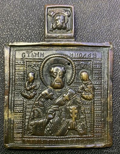 Икона-плашка Николай Чудотворец, 19 век